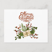 Vrolijk kerstfeest Waterverf Holly Berry en Letter Briefkaart (Voorkant)