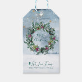 Vrolijk Kerstfeest Waterverf Holly Glitter Star Sn Cadeaulabel (Voorkant)