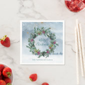 Vrolijk Kerstfeest Waterverf Holly Glitter Star Sn Servet (Insitu)