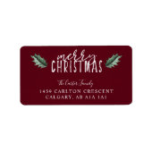 Vrolijk kerstfeest Waterverf Holly Red chic Etiket (Voorkant)