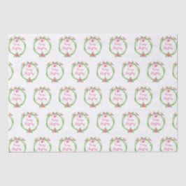 Vrolijk Kerstfeest Waterverf Holly Wreath Tissuepapier