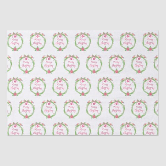 Vrolijk Kerstfeest Waterverf Holly Wreath Tissuepapier (Voorkant)