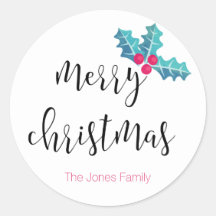 Vrolijk kerstfeest, waterverf, hulst, op maat