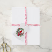 Vrolijk kerstfeest Waterverf Kardinaal Rood Bird Cadeaulabel (Met Touw)