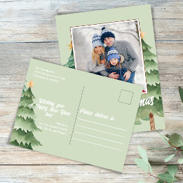 Vrolijk kerstfeest Waterverf kerstbomen Feestdagenkaart