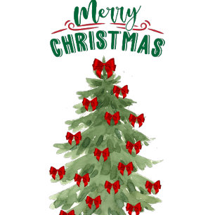 Vrolijk kerstfeest Waterverf kerstboom Bedankkaart