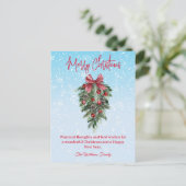 Vrolijk kerstfeest waterverf kerstboom besneeuwd briefkaart (Staand voorkant)