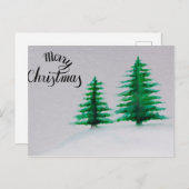 Vrolijk kerstfeest, waterverf kerstboom feestdagenkaart (Voorkant / Achterkant)