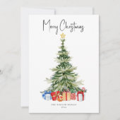 Vrolijk kerstfeest Waterverf kerstboom Kaart (Voorkant)