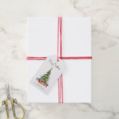 Vrolijk kerstfeest Waterverf kerstboom Kaart Cadeaulabel (Met Touw)