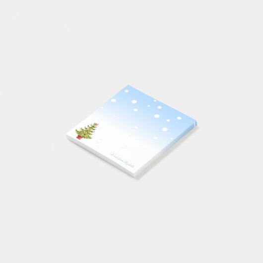 Vrolijk kerstfeest, Waterverf kerstboom Post-it® Notes (Schuin)