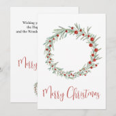 Vrolijk kerstfeest, waterverf kerstmis feestdagenkaart (Voorkant / Achterkant)