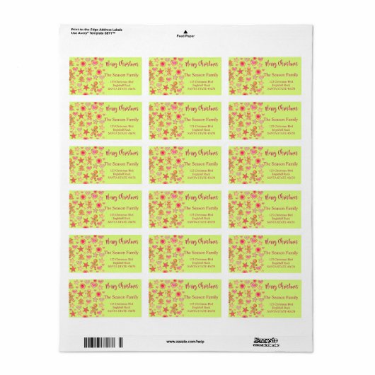 Vrolijk kerstfeest waterverf koekjes met ontbijtko etiket (Full Sheet)