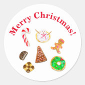 Vrolijk kerstfeest Waterverf Koekjes Ronde Sticker (Voorkant)