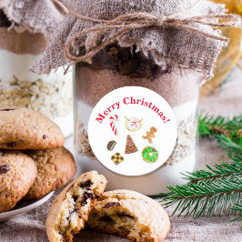 Vrolijk kerstfeest Waterverf Koekjes Ronde Sticker