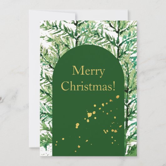 Vrolijk Kerstfeest Waterverf Kunstboom Feestdagenkaart (Voorkant)