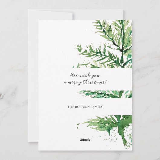Vrolijk Kerstfeest Waterverf Kunstboom Feestdagenkaart (Achterkant)