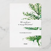 Vrolijk Kerstfeest Waterverf Kunstboom Folie Feestdagenkaart (Achterkant)