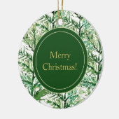 Vrolijk Kerstfeest Waterverf Kunstboom Keramisch Ornament (Links)