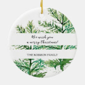 Vrolijk Kerstfeest Waterverf Kunstboom Keramisch Ornament (Achterkant)