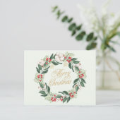 Vrolijk kerstfeest Waterverf met Berries Feestdagenkaart (Staand voorkant)