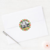 Vrolijk kerstfeest Waterverf met feestdag Foto Ronde Sticker (Envelop)