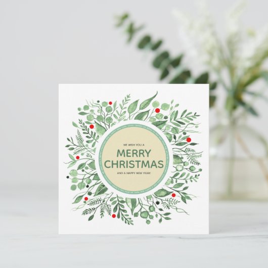 Vrolijk kerstfeest Waterverf met Kaart voor feestd (Staand voorkant)