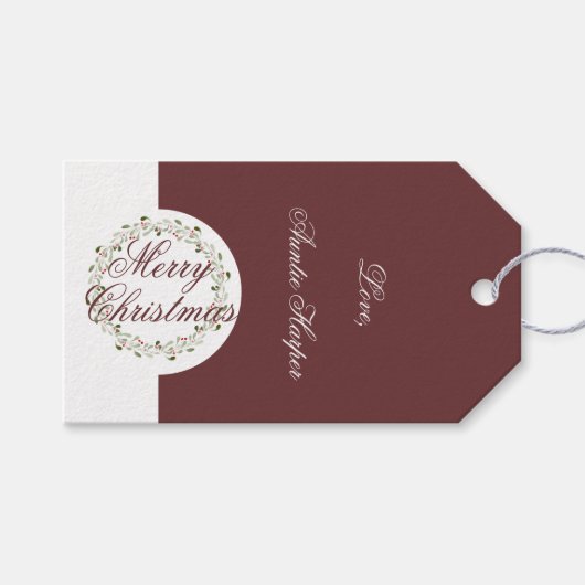 Vrolijk kerstfeest waterverf met rode kerstmis cadeaulabel (Voorkant (Horizontaal))