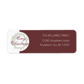 Vrolijk kerstfeest waterverf met rood terugzendlab etiket (Voorkant)