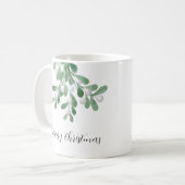 Vrolijk Kerstfeest Waterverf Mistletoe Greenery Koffiemok (Voorkant links)
