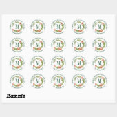Vrolijk kerstfeest | Waterverf Monogram Wreath Ronde Sticker (Vel)