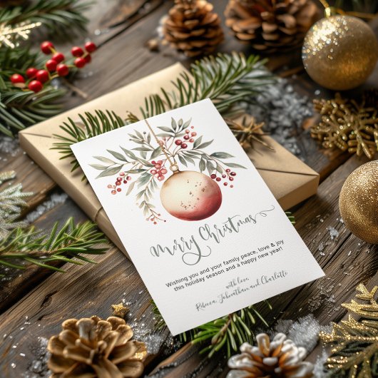 Vrolijk kerstfeest Waterverf Ornament Holly Berry Feestdagenkaart