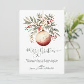 Vrolijk kerstfeest Waterverf Ornament Holly Berry Feestdagenkaart (Staand voorkant)
