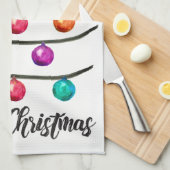 Vrolijk kerstfeest, Waterverf Ornament Theedoek (Quarter Fold)