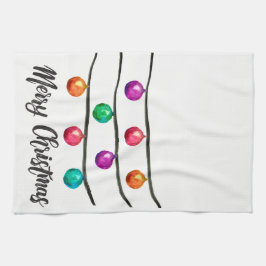 Vrolijk kerstfeest, Waterverf Ornament Theedoek