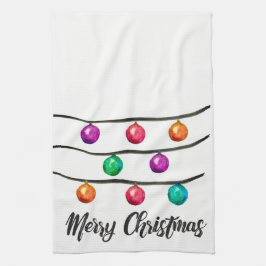 Vrolijk kerstfeest, Waterverf Ornament Theedoek