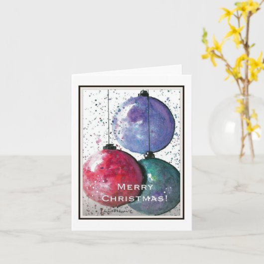 Vrolijk kerstfeest, Waterverf Ornamenten Abstracte Kaart (Gele Bloem)