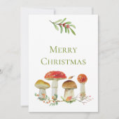 Vrolijk Kerstfeest Waterverf Paddenstoelen Niet-Fo Feestdagenkaart (Voorkant)