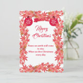 Vrolijk kerstfeest Waterverf Perzikmanleien Feestdagenkaart (Staand voorkant)