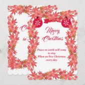 Vrolijk kerstfeest Waterverf Perzikmanleien Feestdagenkaart (Voorkant / Achterkant)