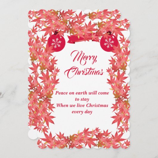 Vrolijk kerstfeest Waterverf Perzikmanleien Feestdagenkaart (Voorkant / Achterkant)