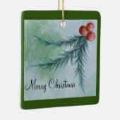 Vrolijk kerstfeest Waterverf Pine Bough Ornament (Rechts)