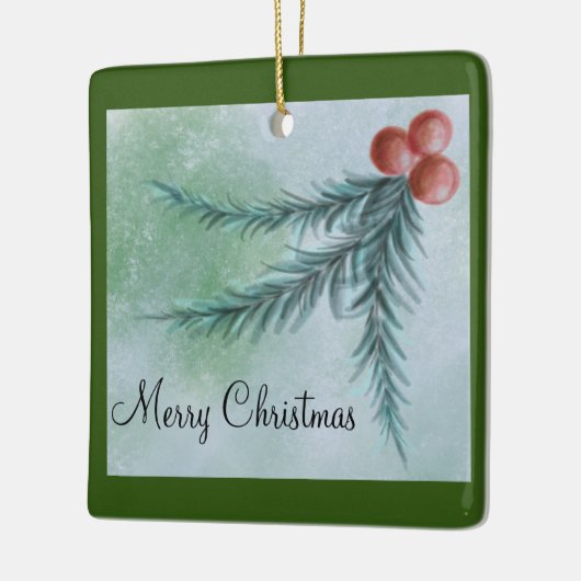 Vrolijk kerstfeest Waterverf Pine Bough Ornament (Links)