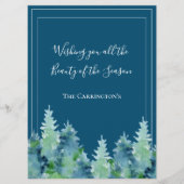 Vrolijk kerstfeest Waterverf Pine Trees Holiday Ca (Achterkant)