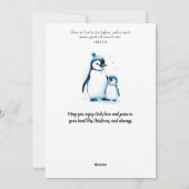 Vrolijk Kerstfeest Waterverf Pinguïns Christelijk Feestdagenkaart (Achterkant)