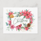 Vrolijk kerstfeest Waterverf Poinsettia Flowers Briefkaart (Voorkant)