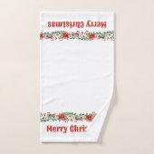 Vrolijk kerstfeest Waterverf Poinsettias en Berrie Bad Handdoek (Handdoek)