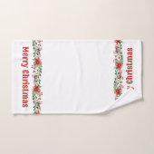 Vrolijk kerstfeest Waterverf Poinsettias en Berrie Bad Handdoek (Handdoek)