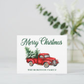 Vrolijk kerstfeest Waterverf  Red Truck Briefkaart (Staand voorkant)