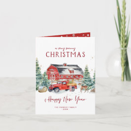 Vrolijk kerstfeest | Waterverf Red Truck Holiday Feestdagen Kaart